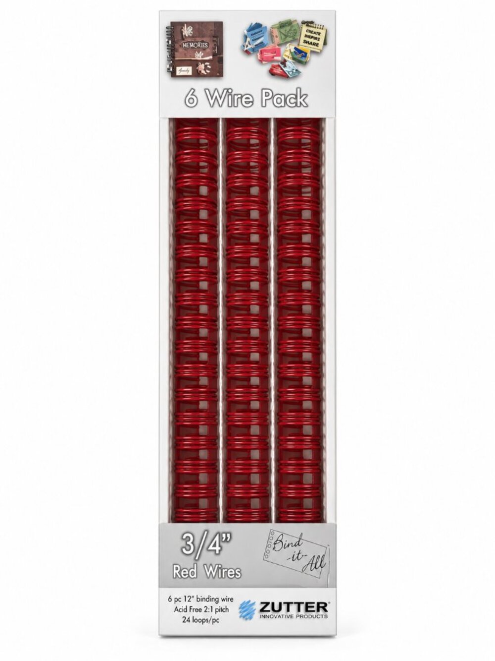 Zutter Bind-It-All 3/4 Red Binding Wires 6 Pack 2:1 Pitch NWT